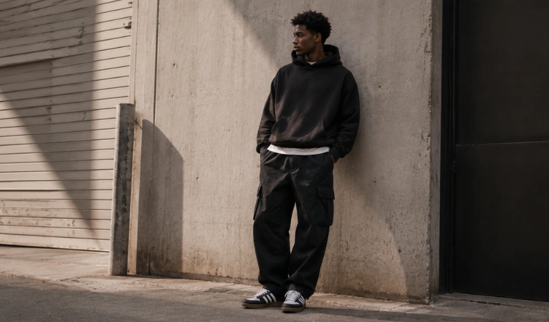 Personne dans la rue qui porte une outfit homme.